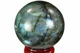 Flashy, Polished Labradorite Sphere - Great Color Play #105762-1